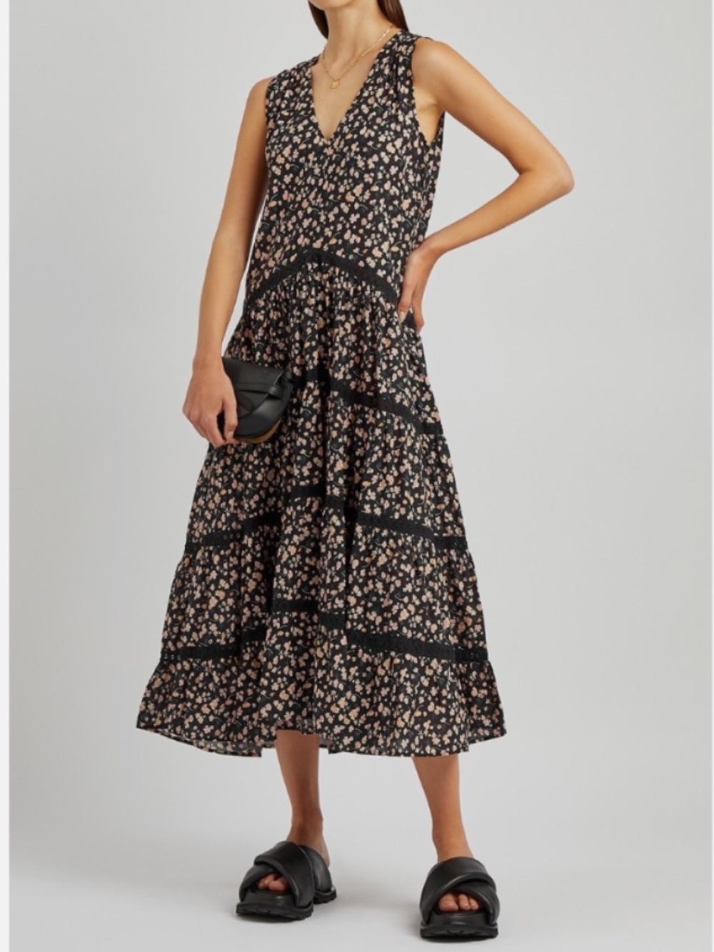 ★NWT Org.$420 MERLETTE Wallis Dress Black Deco Print Size S★